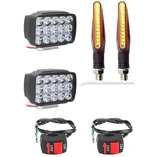                       Combo Fog Light 15 led 2 KTM Indicator 2pc with Wire Switch 2pc                                               
