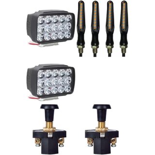                       Combo Fog Light 15 led 2 KTM Indicator 4pc with push pull switch 2 pc                                               