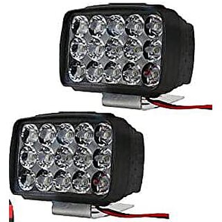                       15 LED Focus Fog Light Headlight Pair for Bike / Motorcycle / Scooters,  and Car High Power with Clamps | Super Bright Head Lamp For Foggy and Dark Night (12V, White, Set of 2)                                              