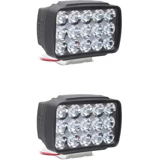                       15 LED Focus Fog Light Headlight Pair for Bike / Motorcycle / Scooters,  and Car High Power with Clamps | Super Bright Head Lamp For Foggy and Dark Night (12V, White, Set of 2)                                              