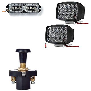                       Combo fog light 15 led 2pc Push Pull Switch With Led Mini Flasher Light                                              