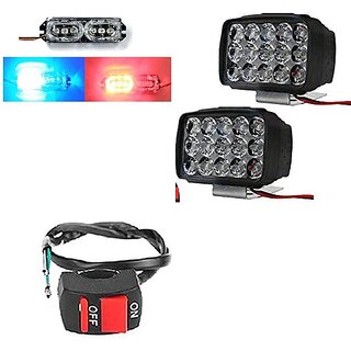                       Combo fog light 15 led 2pc Wire Switch With Led Mini Flasher Light                                              