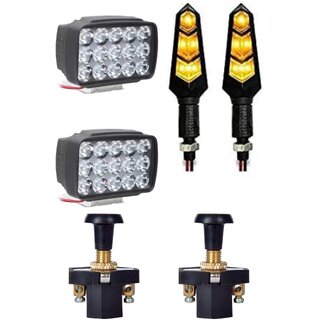                       Combo Fog Light 15 led 2 Flexible Indicator 2pc with Puh Pull  Switch 2pc                                              