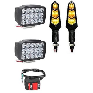                       Combo Fog Light 15 led 2 Flexible Indicator 2pc with Wire Switch 1pc                                               
