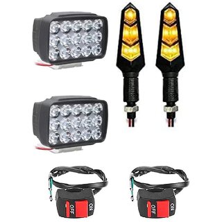                       Combo Fog Light 15 led 2 Flexible Indicator 2pc with Wire Switch 2pc                                               