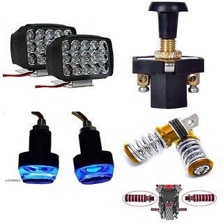                       Combo Fog Light 15 led 2pc FootRest 1 Pair Bike Handle Light 1 Pc With Push Pull Switch 1pc                                               