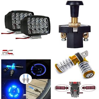 Combo Fog Light 15 led 2pc FootRest 1 Pair Bike Tyre Light 1 Pc With Push Pull Switch 1pc Combo Fog Light 15 led 2pc FootRest 1 Pair Bike Tyre Light 1 Pc With Push Pull Switch 1pc