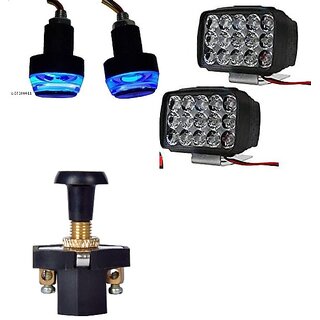                       Combo fog light 15 led 2pc Push Pull Switch With Bike Handle Light                                              