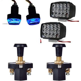                       Combo fog light 15 led 2pc Push Pull Switch 2pc With Bike Handle Light                                              