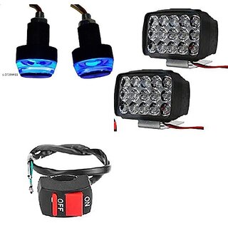                       Combo fog light 15 led 2pc Wire Switch With Bike Handle Light                                              