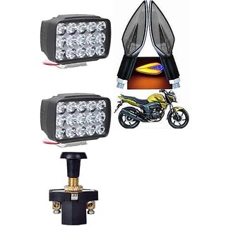                       Combo Fog Light 15 led 2 Leaf Indicator 2pc with Push Pull Switch 1pc                                               