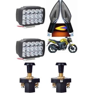                       Combo Fog Light 15 led 2 Leaf Indicator 2pc with Push Pull Switch 2pc                                               