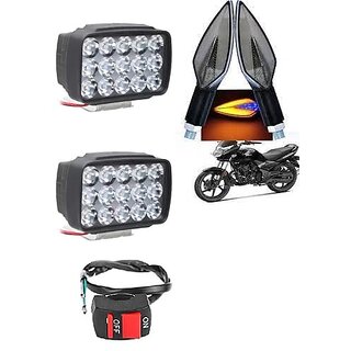                       Combo Fog Light 15 led 2 Leaf Indicator 2pc with Wire Switch 1pc                                               