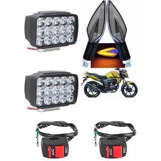                       Combo Fog Light 15 led 2 Leaf Indicator 2pc with Wire Switch 2pc                                               