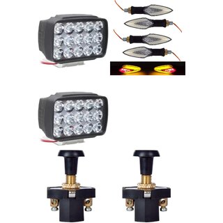                       Combo Fog Light 15 led 2 Leaf Indicator 4pc with Push Pull Switch 2pc                                               