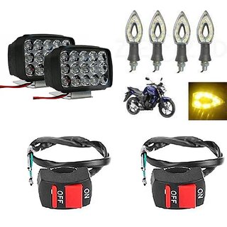                       Combo Fog Light 15 led 2 Paan Indicator 4pc with Wire Switch 2pc                                               