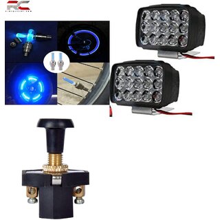                       Combo fog light 15 led 2pc Push Pull Switch With Bike Tyre Led Light                                               