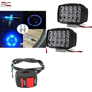                       Combo fog light 15 led 2pc Wire Switch With Bike Tyre Led Light                                               