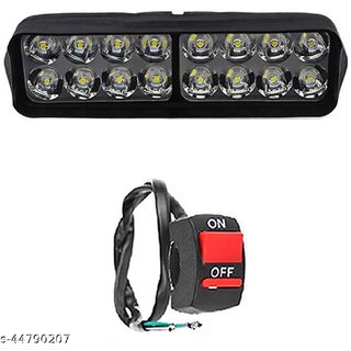                       16LED 24W Fog Light Bar Auxiliary Headlight Water Resistant Beam Light Anti-Fog Spot Lights with Switch for All Vehicles,Two Wheeler,Bikes,Cars - (Single Unit)                                              