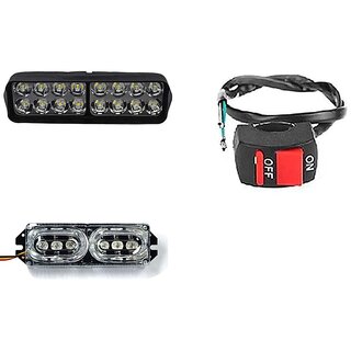                       Combo Fog Light 16 led 1pc Bike  Flasher Light 1 Pc With Wire Switch 1pc                                               