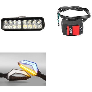                       Combo Fog light 16 led 1pc D Shape Indicator 2pc With Wire Switch 1pc                                               
