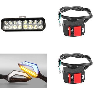                       Combo Fog light 16 led 1pc D Shape Indicator 2pc With Wire Switch 2pc                                               