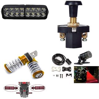                       Combo Fog light 16 led 1pc FootRest 1 Pair Red Lesser Light 1 Pc With Push Pull Switch 1pc                                               