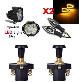                       Combo fog light 6 led 2pc Paan Indicator 2pc with Push Pull Switch 2pc                                               