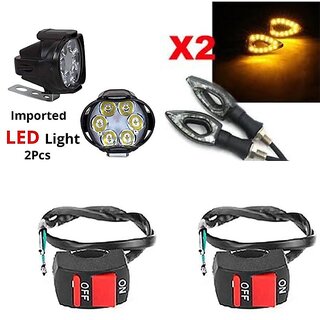                       Combo fog light 6 led 2pc Paan Indicator 2pc with Wire Switch 2pc                                              