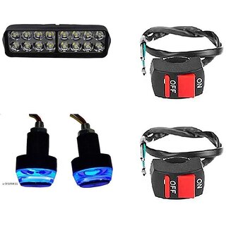                       Combo Fog light 16 led 1pc Bike Handle Light 1 Pc With Wire Switch 2pc                                               