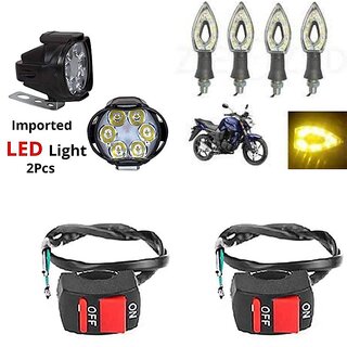                       Combo Fog light 6 led 2pc Paan Indicator 4pc With Wire Switch 2pc                                               