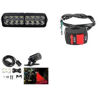                       Combo Fog Light 16 led 1pc Bike Red Lesser Light 1 Pc With Wire Switch 1pc                                               