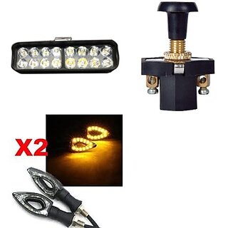                       Combo Fog light 16 led 1pc Paan Indicator 2pc With Push Pull Switch 1pc                                               