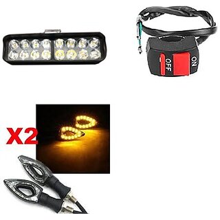                       Combo Fog light 16 led 1pc Paan Indicator 2pc With Wire Switch 1pc                                               