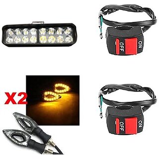                       Combo Fog light 16 led 1pc Paan Indicator 2pc With Wire Switch 2pc                                               