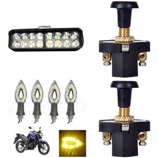                       Combo Fog light 16 led 1pc Paan Indicator 4pc With Push Pull Switch 2pc                                               