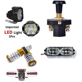                      Combo Fog Light 6 led 2pc FootRest 1 Pair With Push Pull Switch 1pc                                               