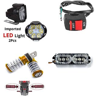                       Combo Fog Light 6 led 2pc FootRest 1 Pair Bike  Flasher Light 1 Pc With Wire Switch 1pc                                               