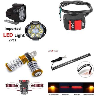                       Combo Fog Light 6 led 2pc FootRest 1 Pair Bike Strip Brake Light 1 Pc With Push Pull Switch 1pc                                               