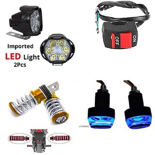                       Combo Fog Light 6 led 2pc FootRest 1 Pair Bike Handle Light 1 Pc With Wire Switch 1pc                                               