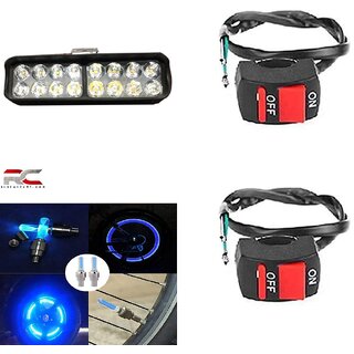                       Combo Fog light 16 led 1pc Bike Tyre Light 1 Pc With Wire Switch 2pc                                               