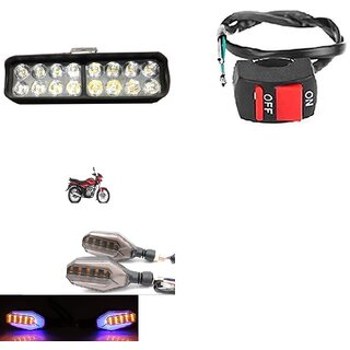                       Combo Fog light 16 led 1pc U Shape Indicator 2pc With Wire Switch 1pc                                               