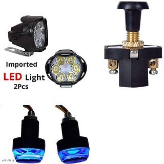                       Combo Fog Light 6 Led 2pc Push Pull Switch 1pc With Bike Handle Light                                               