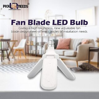                       Foldable Light Fan Led 3 Blade Light Bulb Super Bright Angle Adjustable Home Ceiling White Light (40)                                              