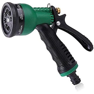                       7 Mode High Pressure Water Spray Gun Set for Irrigation/Floor Cleaning/Pet wash/Plant Watering/ Car-Bike-Gardening wash- Green - Universal Fitting with Pipe Nozzle                                              