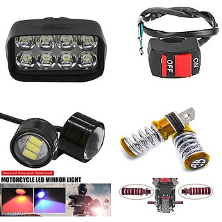                       Combo Fog Light 8 led 1pc FootRest 1 Pair Bike Strobe Light 1 Pc With Wire Switch 1pc                                               