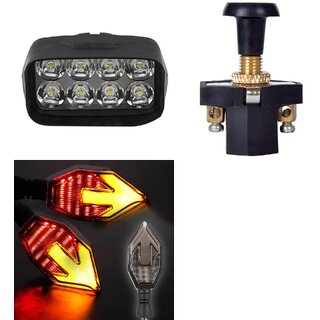                       Combo Fog light 8 led 1pc Arrow Indicator 2pc With Push Pull Switch 1pc                                               