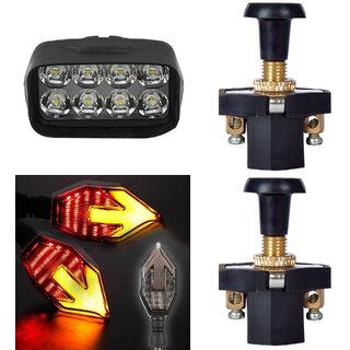                       Combo Fog light 8 led 1pc Arrow Indicator 2pc With Push Pull Switch 2pc                                              