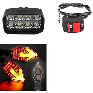                       Combo Fog light 8 led 1pc Arrow Indicator 2pc With Wire Switch 1pc                                               
