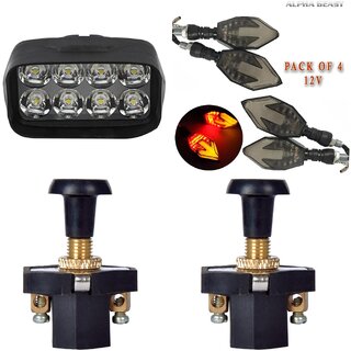                       Combo Fog light 8 led 1pc Arrow Indicator 4pc With Push Pull Switch 2pc                                               